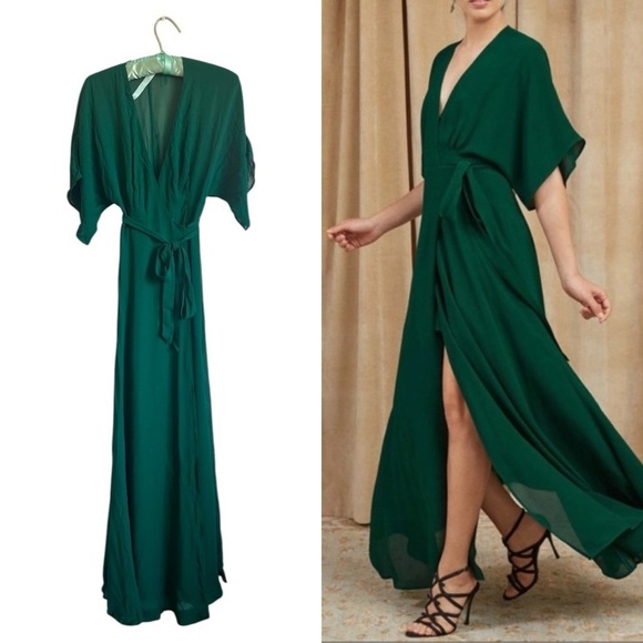 NWOT Reformation Winslow Dress in Evergreen - Picture 1 of 13
